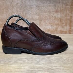 CALTO 3” Invisible Height Increasing Loafers Men's 7.5 Brown Brogue Wingtip Shoe